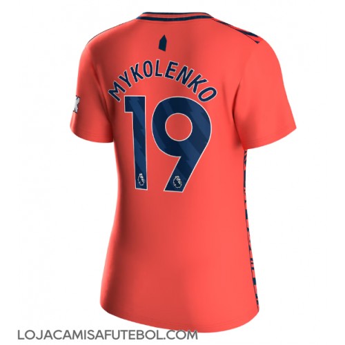 Camisa de Futebol Everton Vitaliy Mykolenko #19 Equipamento Secundário Mulheres 2023-24 Manga Curta